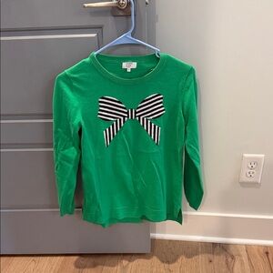 Crown & Ivy Green Sweater with Black and White Bow